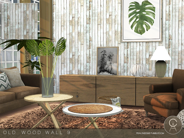 Sims 4 — Old Wood Wall 9 by Pralinesims — By Pralinesims