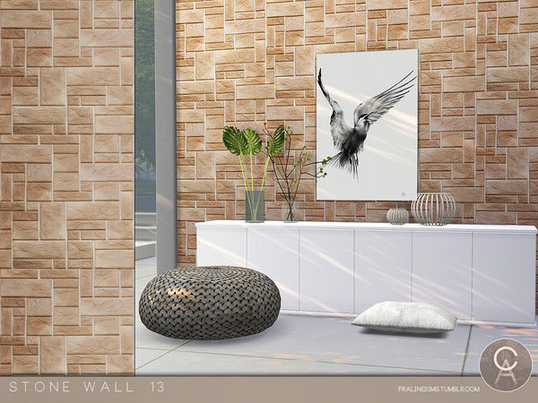 Sims 4 — Stone Wall 13 by Pralinesims — By Pralinesims