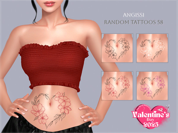 Sims 4 — Random tattoos 58 by ANGISSI — PREVIEWS MADE USING HQ MOD 4 colors