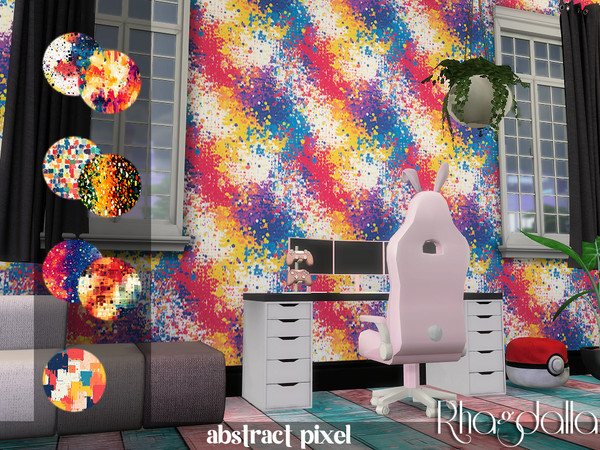 Sims 4 — Abstract Pixel by Rhagdalla — Abstract Pixel Walls