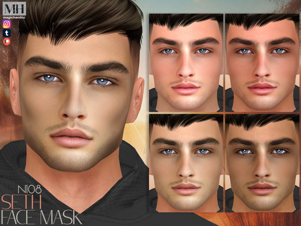 Sims 4 — [Patreon] Seth Face Mask N108 by MagicHand — Handsome face in 6 skin color variations - HQ Compatible.