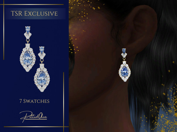Sims 4 — Gwen Earrings by Pitted0live — Formal diamond drop earrings Custom catalog image