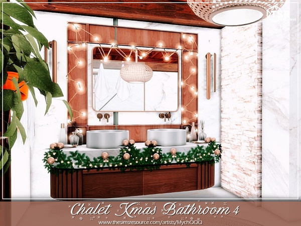 Sims 4 — Chalet Xmas Bathroom 4 by MychQQQ — Value: $ 20,522
