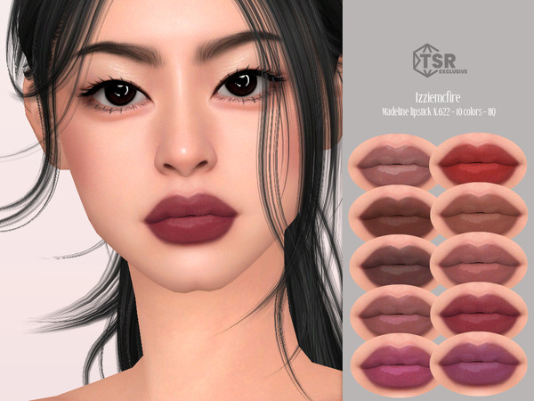 Sims 4 — IMF Madeline Lipstick N.622 by IzzieMcFire — Madeline Lipstick N.622 contains 10 colors in hq texture.