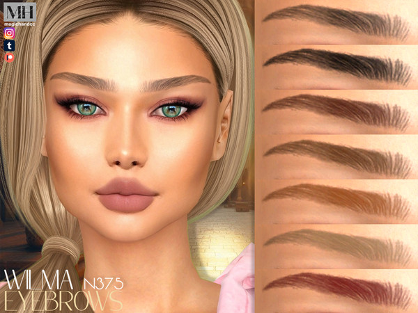 Sims 4 — Wilma Eyebrows N375 by MagicHand — Straight brows in 13 colors - HQ Compatible.