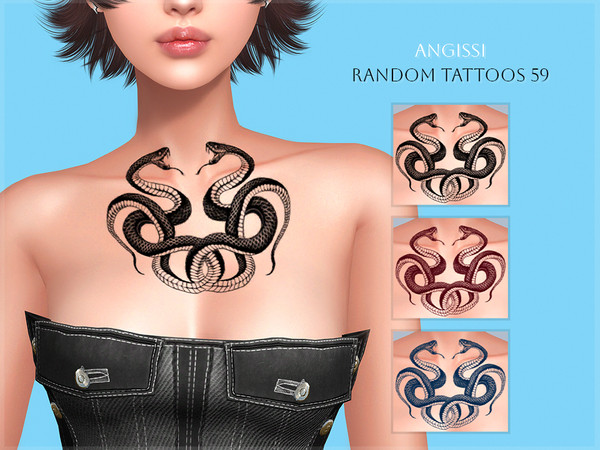 Sims 4 — Random tattoos 59 by ANGISSI — PREVIEWS MADE USING HQ MOD HQ compatible