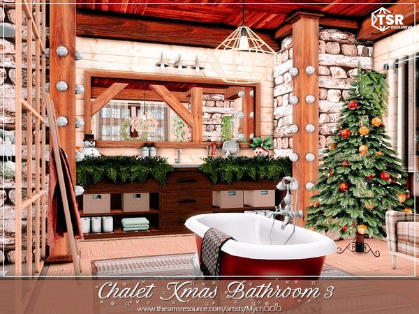 Sims 4 — Chalet Xmas Bathroom 3 by MychQQQ — Value: $ 14,172