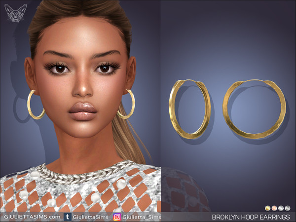 Sims 4 — Brooklyn Hoop Earrings by feyona — Brooklyn Hoop Earrings come in 4 colors of metal: yellow gold, white gold,