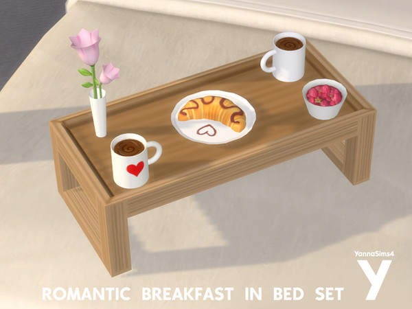 Sims 4 — YannaSims4 Romantic Breakfast In Bed Set Tray by YannaSims4CC — It might be a bit early for Valentine's Day, but