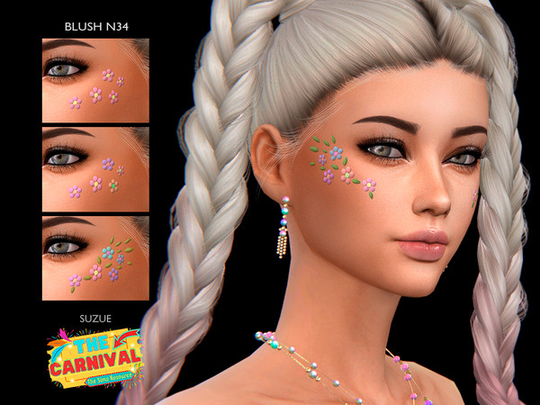 Sims 4 — Carnival Flower Blush N34 by Suzue — 15 Swatches