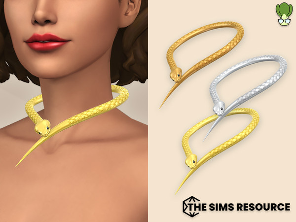 Sims 4 — Snake Necklace by kapakijo — Snake shape metal necklace available in 3 swatches.