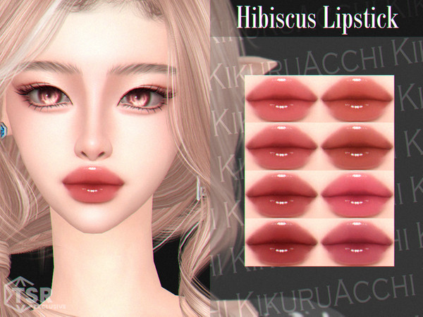 Sims 4 — Hibiscus Lipstick by Kikuruacchi — - It is suitable for Female and Male. ( Teen to Elder ) - 8 swatches - HQ