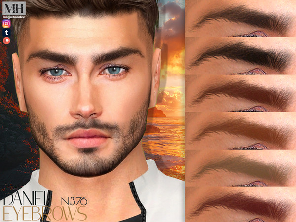 Sims 4 — Daniel Eyebrows N376 by MagicHand — Messy brows in 13 colors - HQ Compatible.