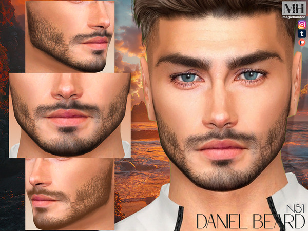 Sims 4 — Daniel Beard N51 by MagicHand — Stubble beard in 13 colors - HQ Compatible.
