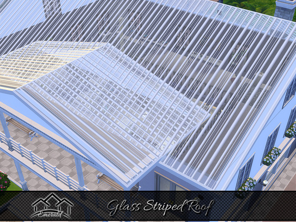 Sims 4 — Glass Striped Roof1 by Emerald — Unique pattern glass roof to add a touch of elegance to your exterior design.