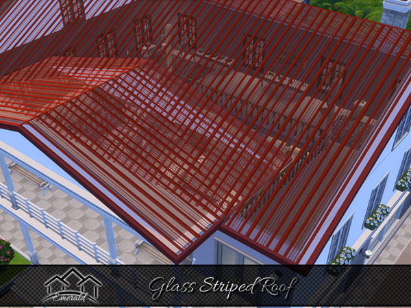 Sims 4 — Glass Striped Roof3 by Emerald — Unique pattern glass roof to add a touch of elegance to your exterior design.