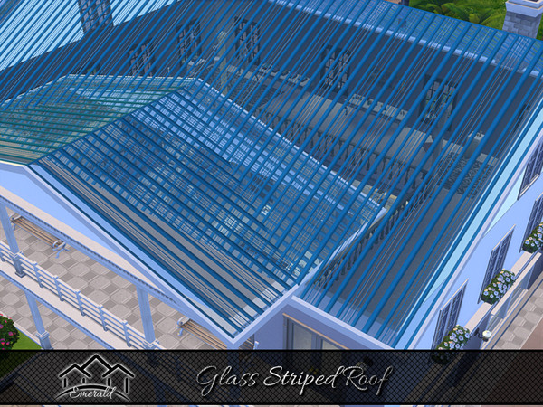 Sims 4 — Glass Striped Roof4 by Emerald — Unique pattern glass roof to add a touch of elegance to your exterior design.