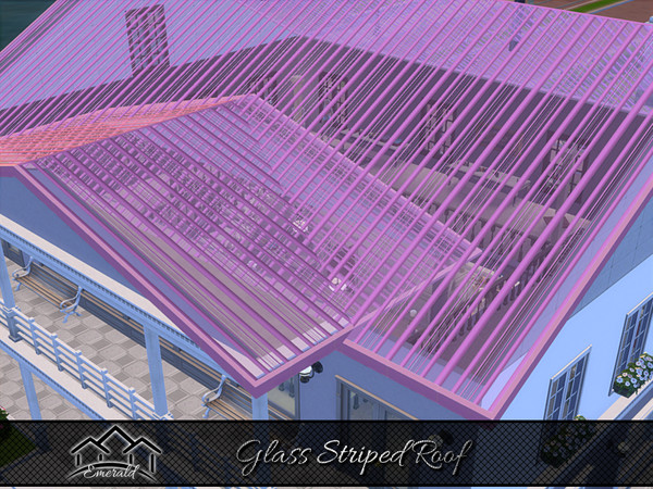 Sims 4 — Glass Striped Roof5 by Emerald — Unique pattern glass roof to add a touch of elegance to your exterior design.