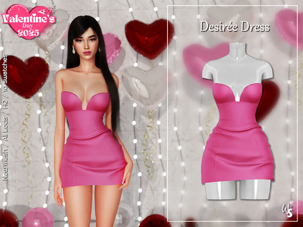 Sims 4 — Desiree Dress by WisteriaSims — - FOR WOMAN - NEW MESH - TEEN TO ELDER - Clothing Body Category