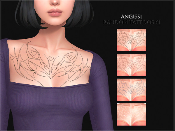 Sims 4 — Random tattoos 61 by ANGISSI — PREVIEWS MADE USING HQ MOD HQ compatible