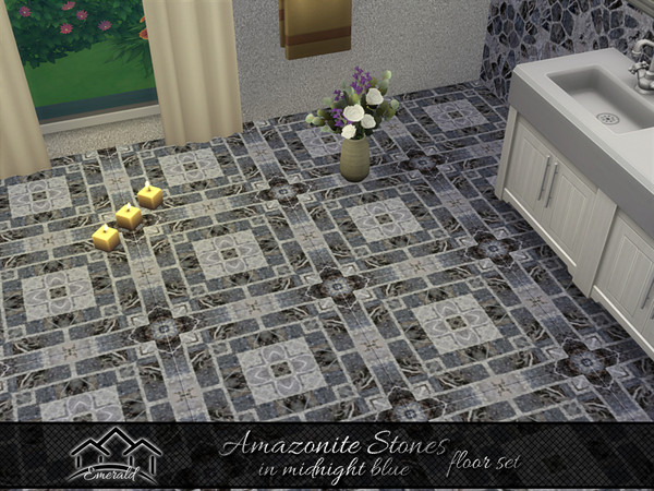 Sims 4 — Amazonite Stones floor6 by Emerald — Natural mosaic stone offer low maintenance,durability and beauty.(floor