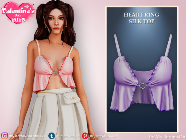 Sims 4 — Heart ring silk top by MysteriousOo — Heart ring silk top in 6 colors