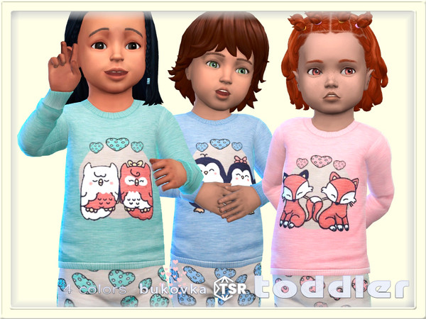 Sims 4 — Sweater Valentin by bukovka — Sweater for toddlers of both sexes: boys and girls in 4 coloring options. All