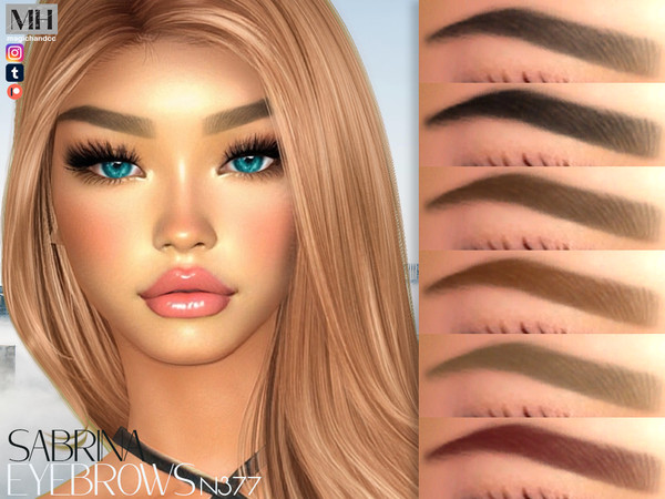Sims 4 — Sabrina Eyebrows N377 by MagicHand — Angled brows in 13 colors - HQ Compatible.