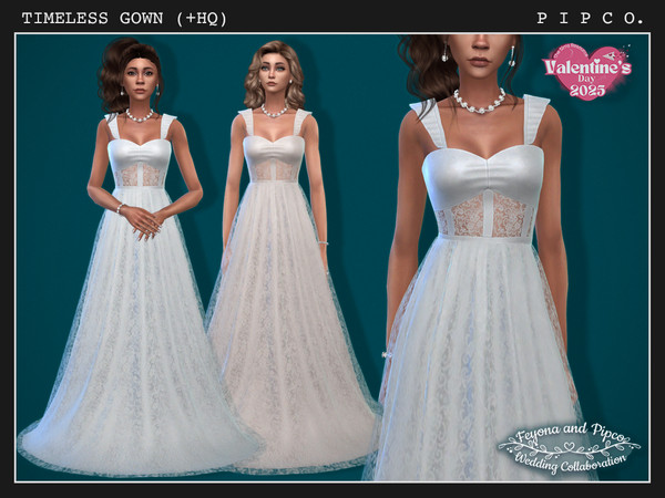 Sims 4 — Timeless Gown - Feyona and Pipco Wedding Collaboration. by Pipco — An elegant lace gown in 25 colors. Happy