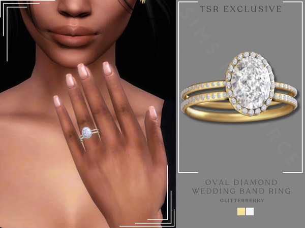 Sims 4 — Oval Diamond Wedding Band by Glitterberryfly — A gorgeous duo ring; engagement ring and wedding band. With a