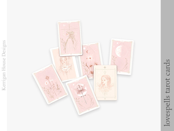 Sims 4 — Lovespells Tarot Cards by kerriganhouse — A cute witchy set inspired by Valentine's Day.
