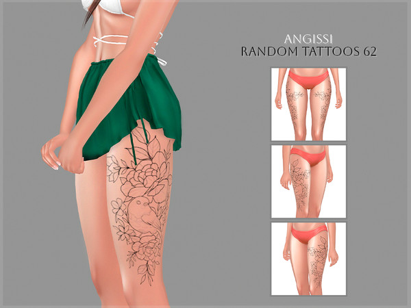 Sims 4 — Random tattoos 62 by ANGISSI — PREVIEWS MADE USING HQ MOD 3 options (both sides and separately right and left)