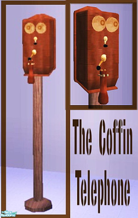Sims 2 — The Coffin Telephone by NewSimSimGirl — Tired of that big blue eyesore telephone on your community lots? Go back
