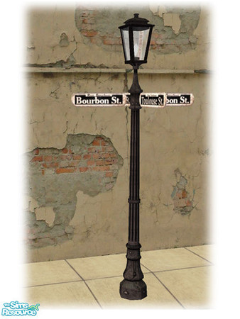 Sims 2 — Bourbon St: Streetlight Sign - Mesh by Shakeshaft — Part of a set of Wrought Iron based objects, set includes