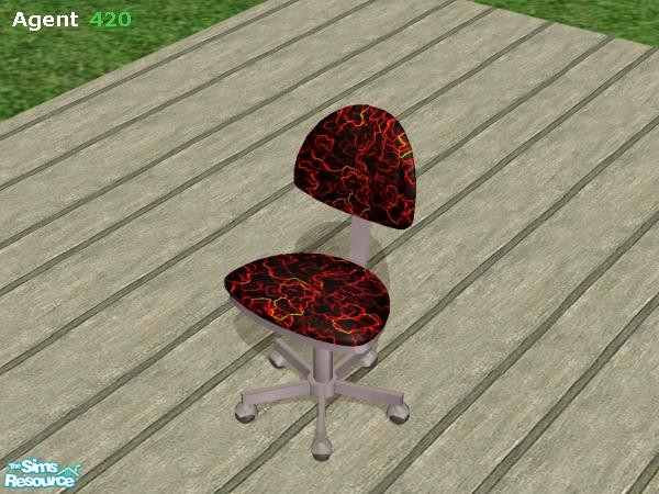 Sims 2 — Red Hot Lava Office Chair by Agent420 — This chair was made from Freeze Dried Hot Lava. It has formed in such a
