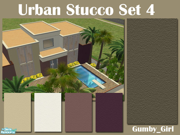 Sims 2 — Urban Stucco Set 4 by Gumby_Girl — A set of 5 stucco walls for your home or office. Colours include cream,