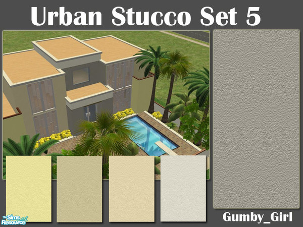 Sims 2 — Urban Stucco Set 5 by Gumby_Girl — A set of 5 stucco walls for your home or office. Colours include cream,