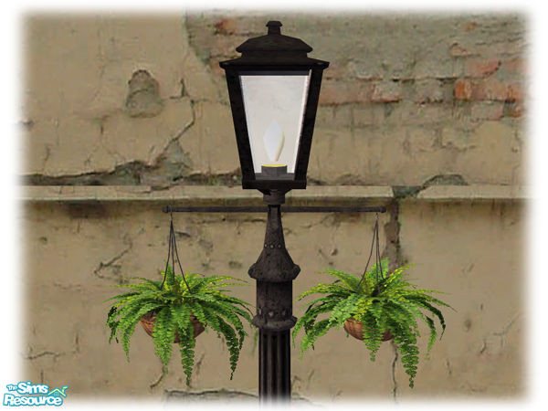 Sims 2 — Bourbon St: Hanging Fern Basket Small - Mesh by Shakeshaft — Part of a set of Wrought Iron based objects, set