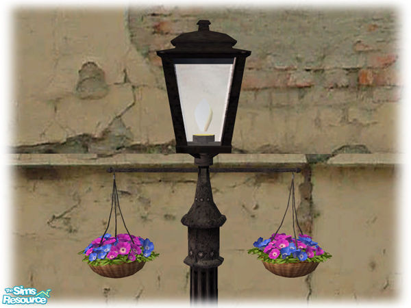 Sims 2 — Bourbon St:Hanging Flower Basket Small - Mesh by Shakeshaft — Part of a set of Wrought Iron based objects, set