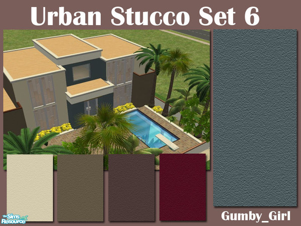 Sims 2 — Urban Stucco Set 6 by Gumby_Girl — A set of 5 stucco walls for your home or office. Colours include cream,