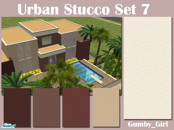 Sims 2 — Urban Stucco Set 7 by Gumby_Girl — A set of 5 stucco walls for your home or office. Colours include pale pink,