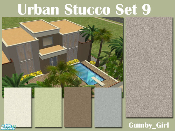 Sims 2 — Urban Stucco Set 9 by Gumby_Girl — A set of 5 stucco walls for your home or office. Colours include grey, olive,