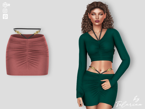 Sims 4 — Alexis Skirt by talarian — A high-waisted mini skirt with decorative strap embellished by metallic details Part