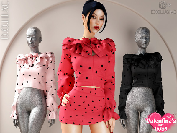 Sims 4 — Heart Patterned Ruffled Linen Blouse DO0698 by DOLilac — Custom thumbnail