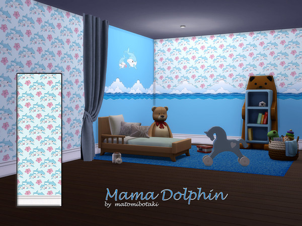 Sims 4 — Mama Dolphin.package by matomibotaki — Friendly dolphin mom swims with her baby through the nursery and spreads