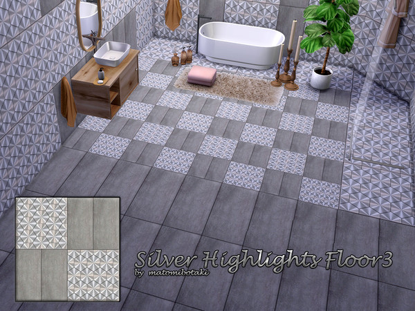 Sims 4 — Silver Highlights Floor3.package by matomibotaki — Modern floor tile set with silver highlights with 3