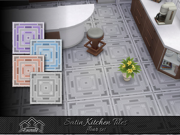 Sims 4 — Satin Kitchen Tiles floor set by Emerald — Durable ceramic satin tile with a distinctly modern vibe.