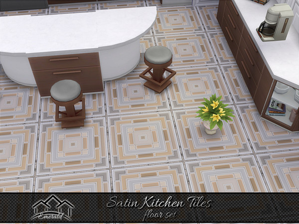 Sims 4 — Satin Kitchen Tiles floor6 by Emerald — Durable ceramic satin tile with a distinctly modern vibe.