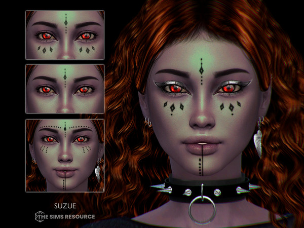 Sims 4 — Face Tattoos N37 by Suzue — 14 Swatches