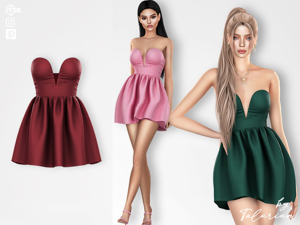 Sims 4 — Holly Dress by talarian — A strapless sweetheart mini dress with a fitted bodice and a gently flared skirt